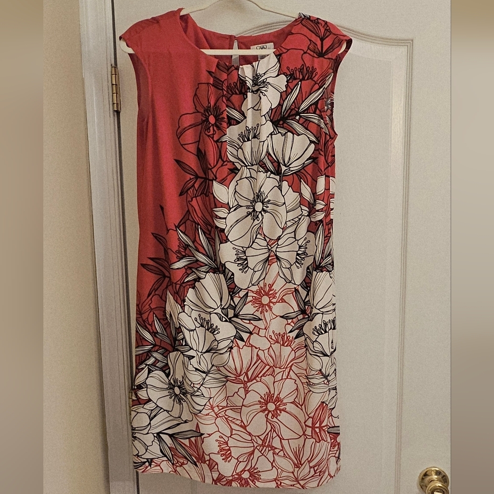 Cato Vibrant Red and White Floral Midi Dress